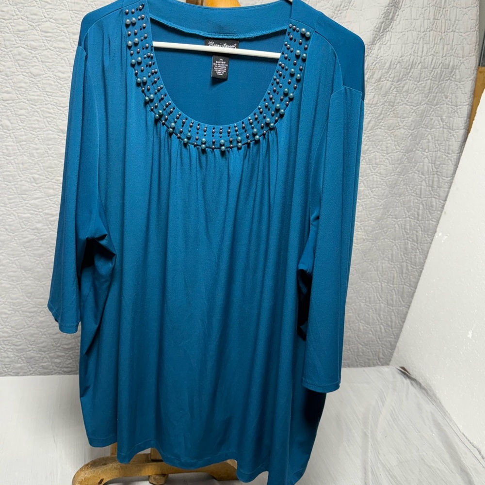 Maggie Barnes Teal Studded Blouse